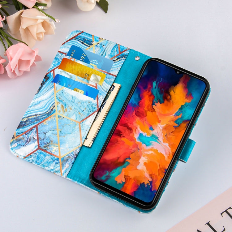 For Motorola Moto G50 Marble Stitching Horizontal Flip PU Leather Case with Holder & Card Slots & Wallet & Lanyard