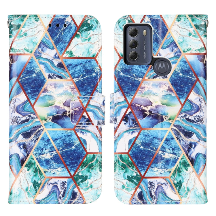 For Motorola Moto G50 Marble Stitching Horizontal Flip PU Leather Case with Holder & Card Slots & Wallet & Lanyard