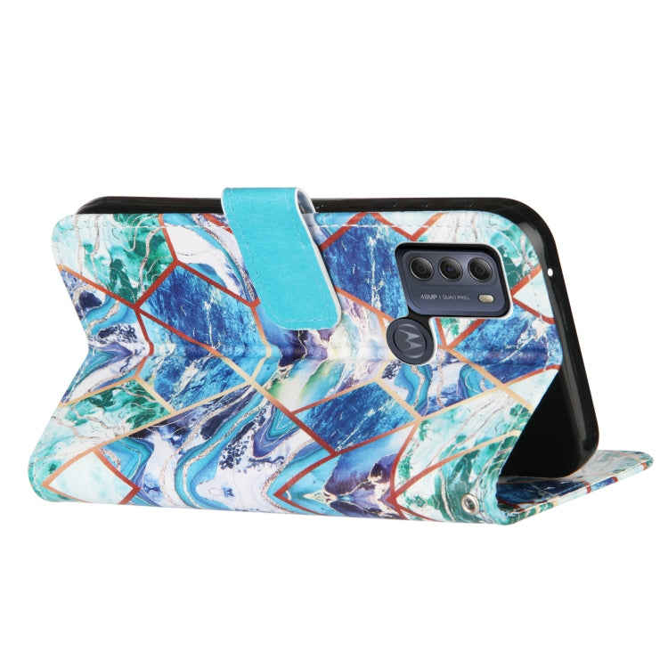 For Motorola Moto G50 Marble Stitching Horizontal Flip PU Leather Case with Holder & Card Slots & Wallet & Lanyard