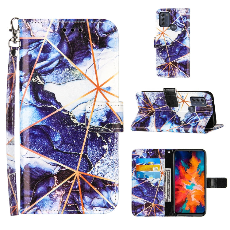 For Motorola Moto G50 Marble Stitching Horizontal Flip PU Leather Case with Holder & Card Slots & Wallet & Lanyard