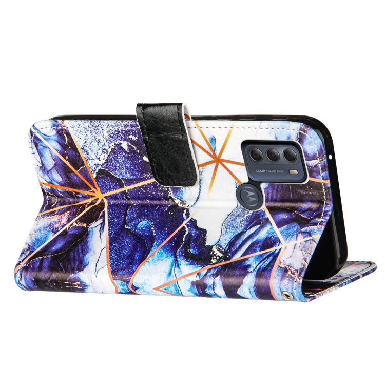 For Motorola Moto G50 Marble Stitching Horizontal Flip PU Leather Case with Holder & Card Slots & Wallet & Lanyard