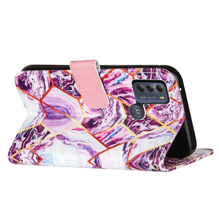 For Motorola Moto G50 Marble Stitching Horizontal Flip PU Leather Case with Holder & Card Slots & Wallet & Lanyard