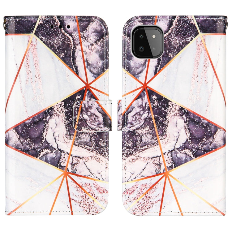 For Samsung Galaxy A22 5G Marble Stitching Horizontal Flip PU Leather Case with Holder & Card Slots & Wallet & Lanyard