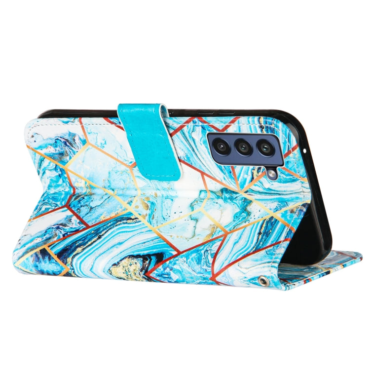 For Samsung Galaxy S21 FE Marble Stitching Horizontal Flip PU Leather Case with Holder & Card Slots & Wallet & Lanyard