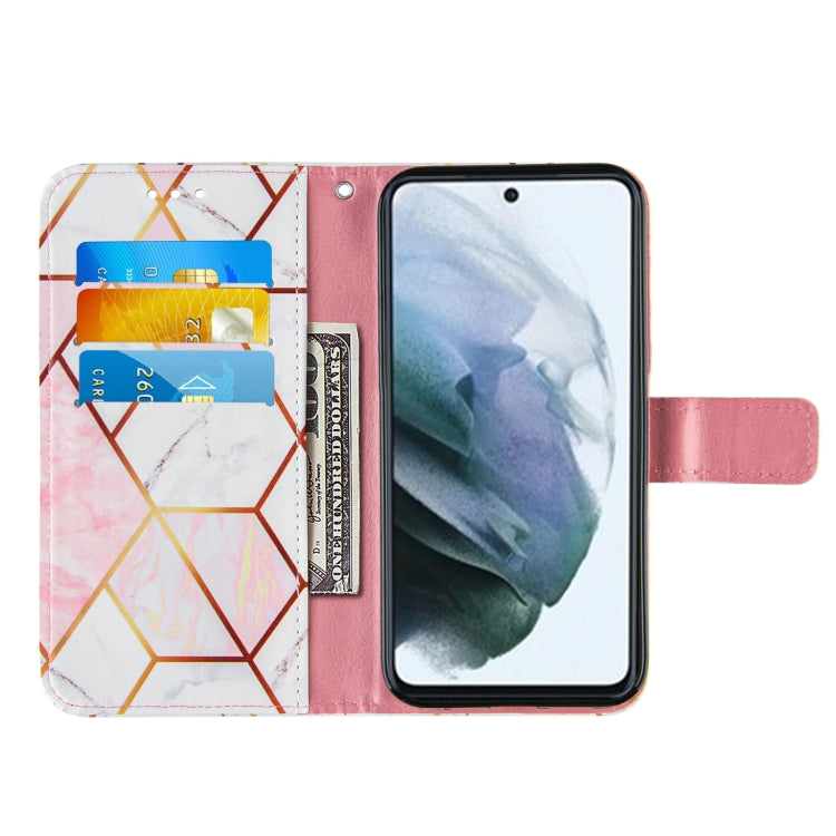 For Samsung Galaxy S21 FE Marble Stitching Horizontal Flip PU Leather Case with Holder & Card Slots & Wallet & Lanyard