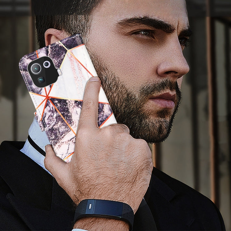 For Xiaomi Mi 11 Pro Marble Stitching Horizontal Flip PU Leather Case with Holder & Card Slots & Wallet & Lanyard