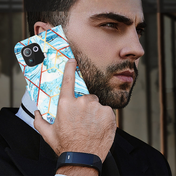 For Xiaomi Mi 11 Pro Marble Stitching Horizontal Flip PU Leather Case with Holder & Card Slots & Wallet & Lanyard
