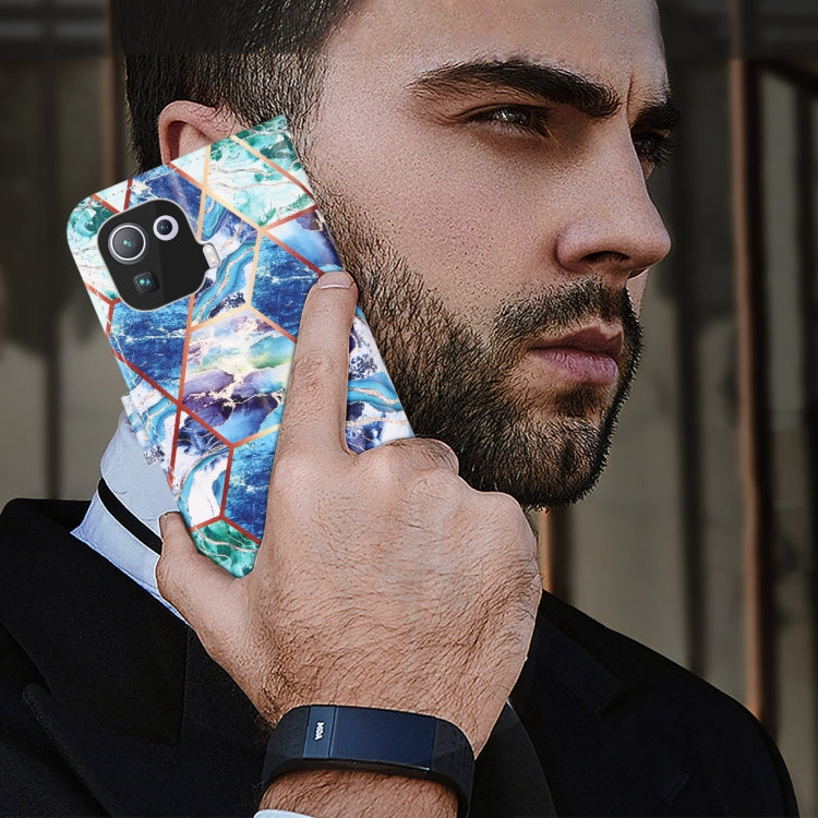 For Xiaomi Mi 11 Pro Marble Stitching Horizontal Flip PU Leather Case with Holder & Card Slots & Wallet & Lanyard