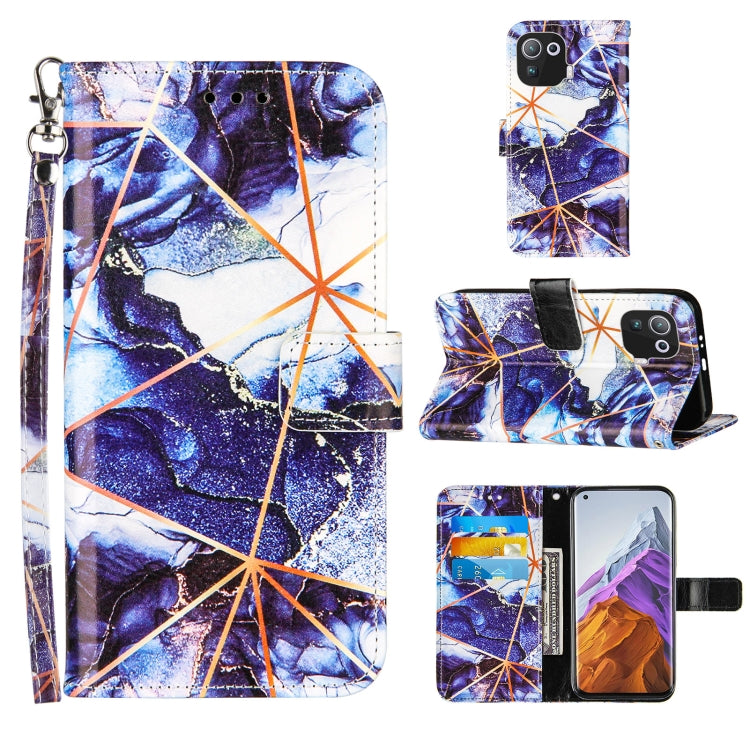 For Xiaomi Mi 11 Pro Marble Stitching Horizontal Flip PU Leather Case with Holder & Card Slots & Wallet & Lanyard
