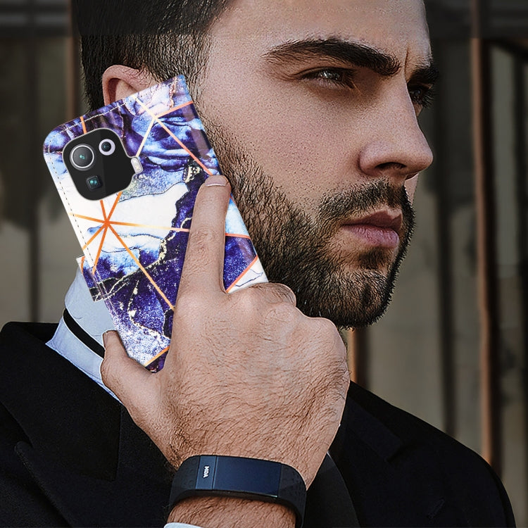 For Xiaomi Mi 11 Pro Marble Stitching Horizontal Flip PU Leather Case with Holder & Card Slots & Wallet & Lanyard