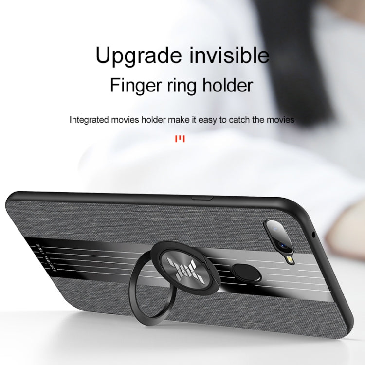For OPPO A7X / F9 XINLI Stitching Cloth Textue Shockproof TPU Protective Case with Ring Holder
