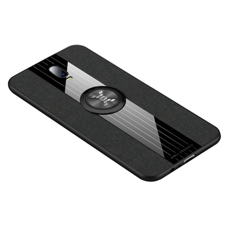 For OPPO R17 XINLI Stitching Cloth Textue Shockproof TPU Protective Case with Ring Holder