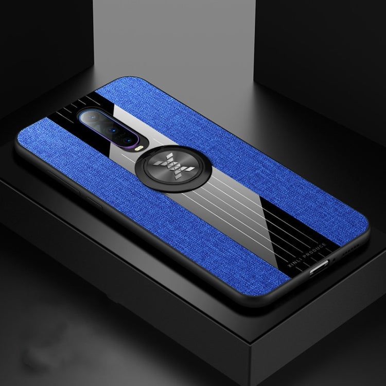 For OPPO R17 Pro XINLI Stitching Cloth Textue Shockproof TPU Protective Case with Ring Holder