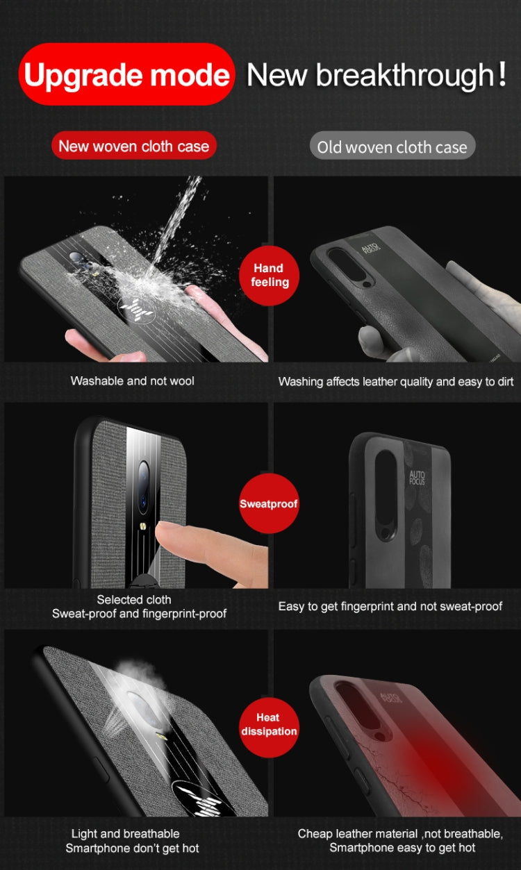For OPPO R17 Pro XINLI Stitching Cloth Textue Shockproof TPU Protective Case with Ring Holder