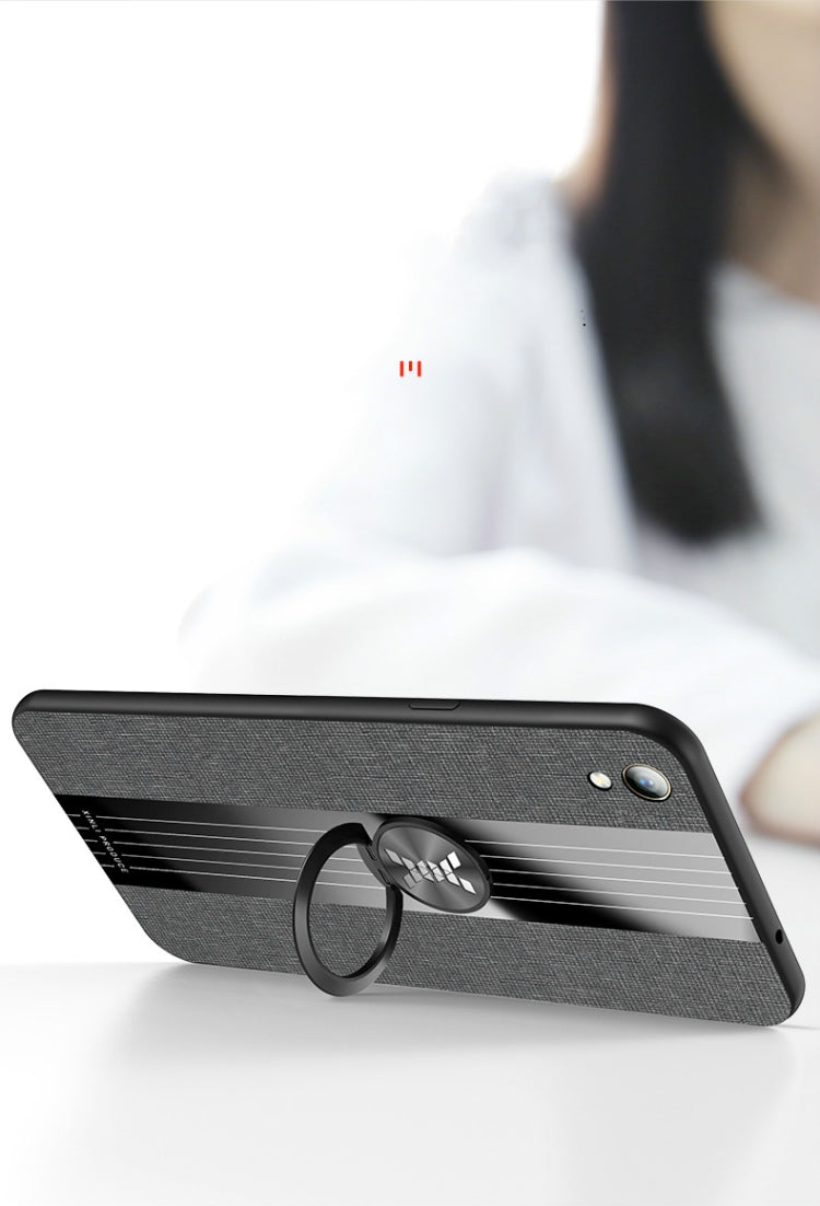 For OPPO R9 XINLI Stitching Cloth Textue Shockproof TPU Protective Case with Ring Holder