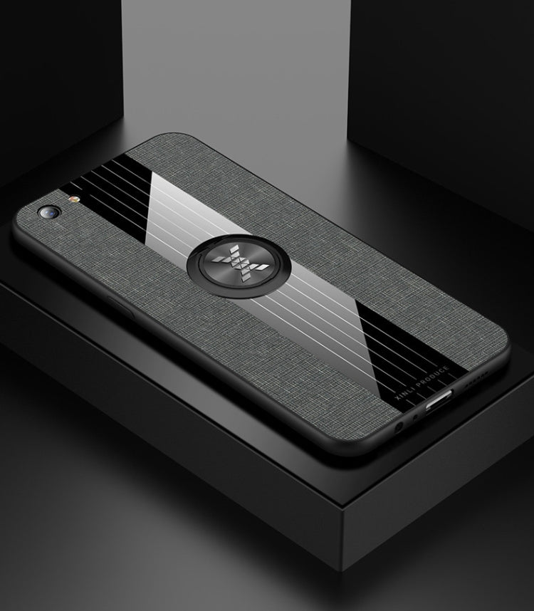 For OPPO R9S Plus XINLI Stitching Cloth Textue Shockproof TPU Protective Case with Ring Holder