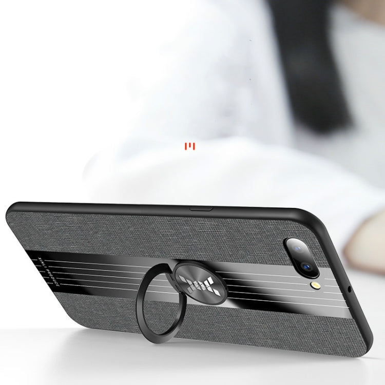 For OPPO R11 XINLI Stitching Cloth Textue Shockproof TPU Protective Case with Ring Holder