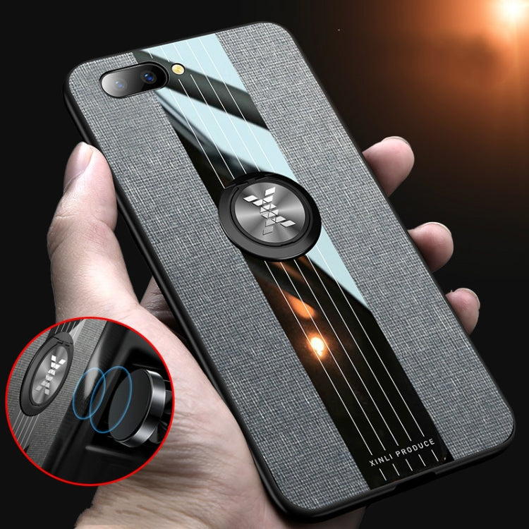 For OPPO R11 XINLI Stitching Cloth Textue Shockproof TPU Protective Case with Ring Holder