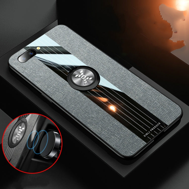 For OPPO R11 XINLI Stitching Cloth Textue Shockproof TPU Protective Case with Ring Holder