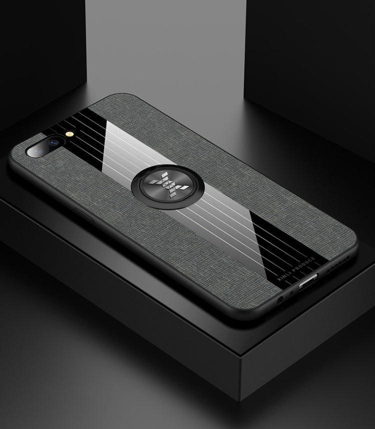 For OPPO R11 Plus XINLI Stitching Cloth Textue Shockproof TPU Protective Case with Ring Holder