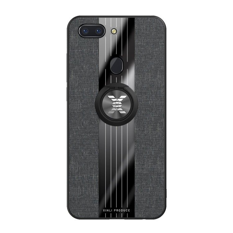 For OPPO R15 Dream Mirror Edition XINLI Stitching Cloth Textue Shockproof TPU Protective Case with Ring Holder