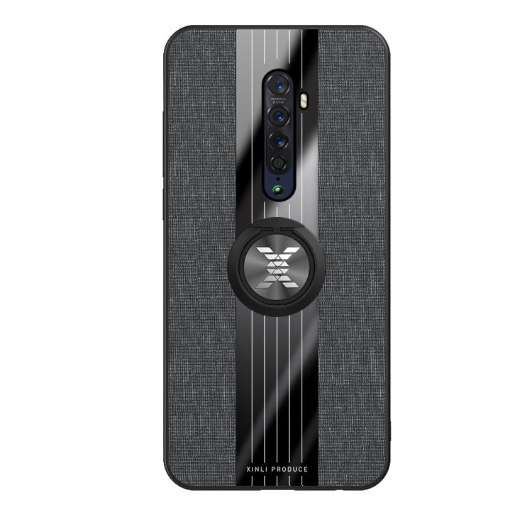 For OPPO Reno 2 XINLI Stitching Cloth Textue Shockproof TPU Protective Case with Ring Holder