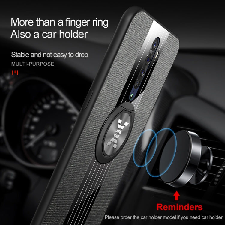 For OPPO Reno 2 XINLI Stitching Cloth Textue Shockproof TPU Protective Case with Ring Holder