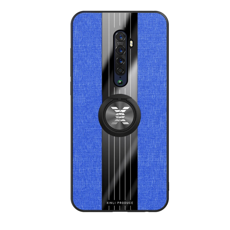 For OPPO Reno 2 XINLI Stitching Cloth Textue Shockproof TPU Protective Case with Ring Holder