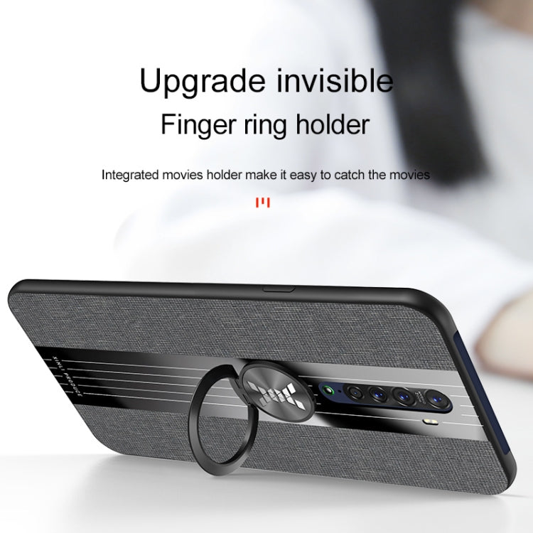 For OPPO Reno 2 XINLI Stitching Cloth Textue Shockproof TPU Protective Case with Ring Holder