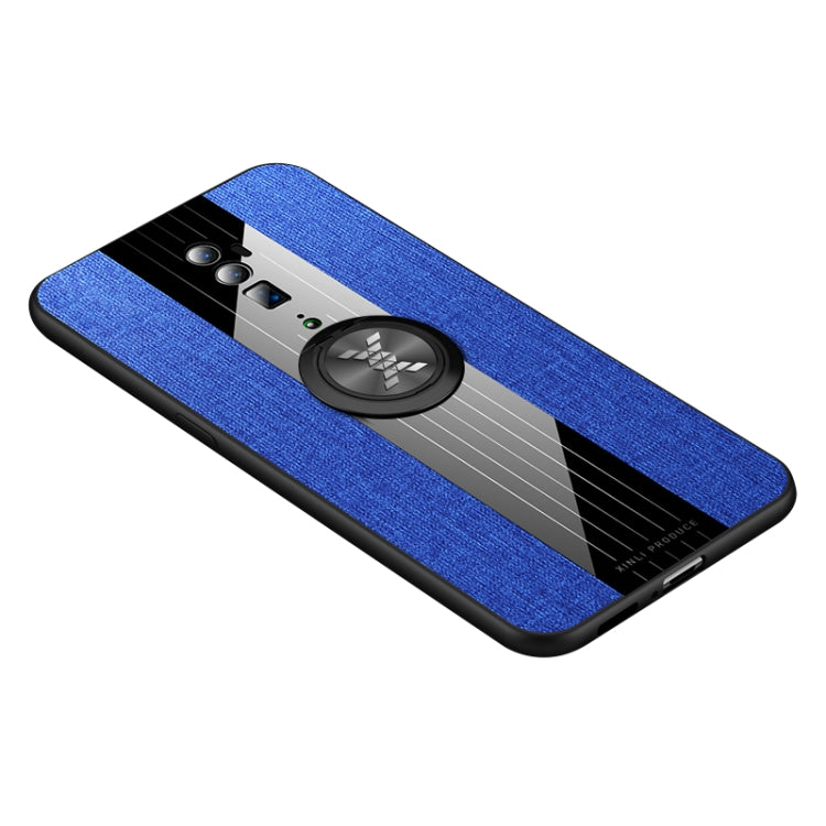 For OPPO Reno 10x Zoom XINLI Stitching Cloth Textue Shockproof TPU Protective Case with Ring Holder