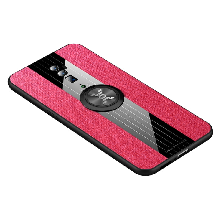 For OPPO Reno 10x Zoom XINLI Stitching Cloth Textue Shockproof TPU Protective Case with Ring Holder