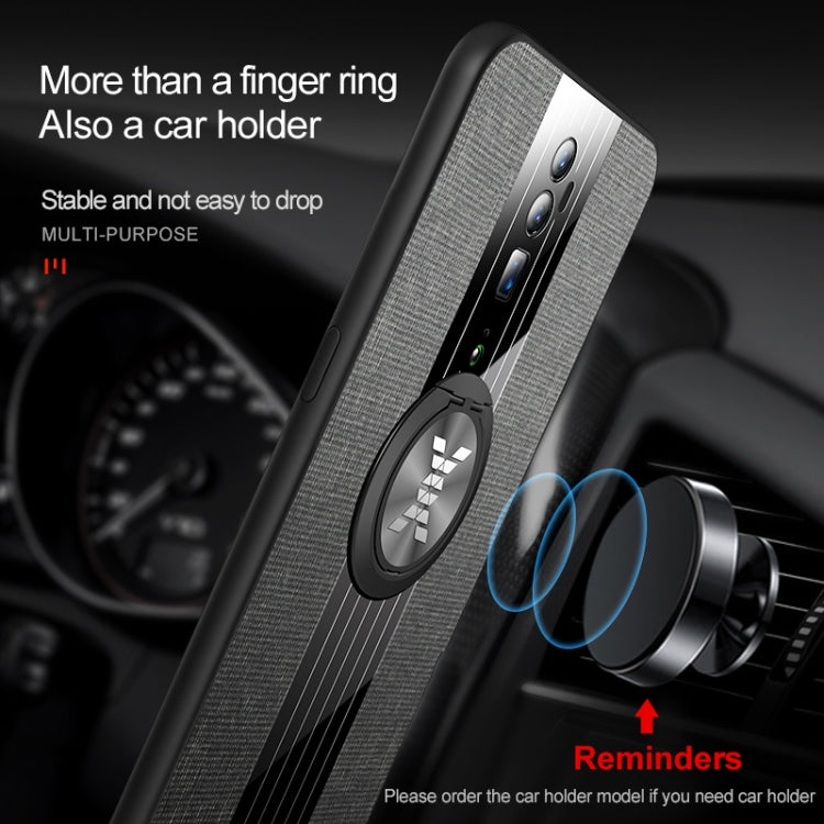 For OPPO Reno 10x Zoom XINLI Stitching Cloth Textue Shockproof TPU Protective Case with Ring Holder