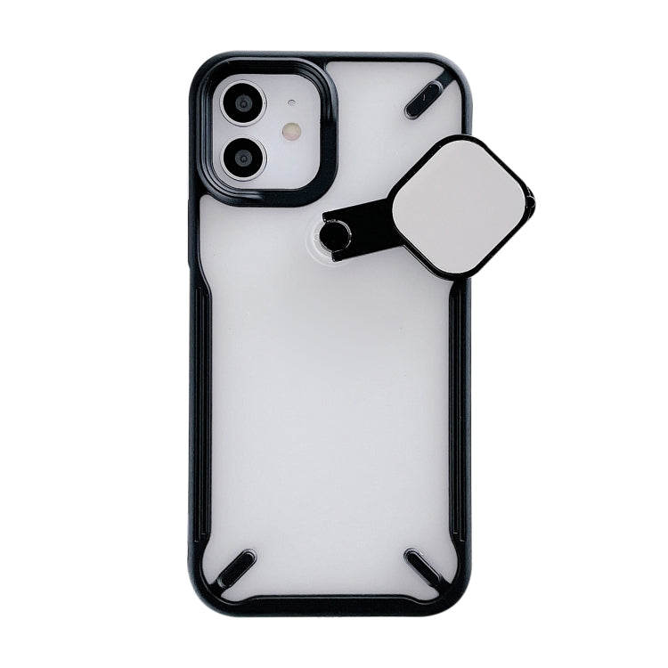 For iPhone 12 mini 360 Degree Rotation 2 in 1 PC + TPU Shockproof Case with Metal Mirror Lens Cover & Holder Functions