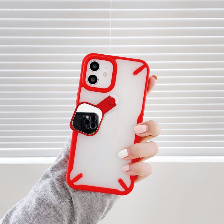 For iPhone 12 mini 360 Degree Rotation 2 in 1 PC + TPU Shockproof Case with Metal Mirror Lens Cover & Holder Functions