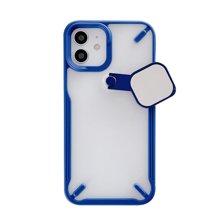 For iPhone 12 mini 360 Degree Rotation 2 in 1 PC + TPU Shockproof Case with Metal Mirror Lens Cover & Holder Functions