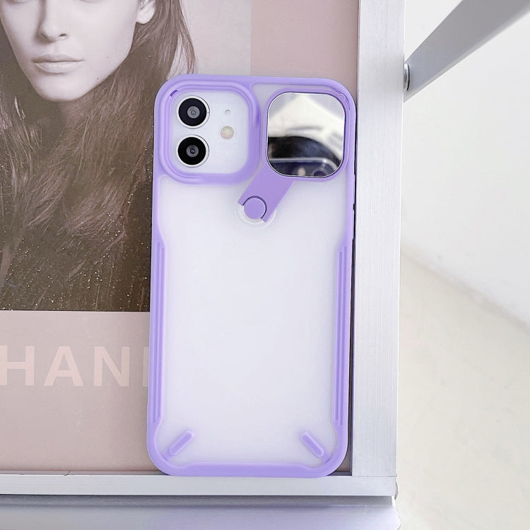 For iPhone 12 mini 360 Degree Rotation 2 in 1 PC + TPU Shockproof Case with Metal Mirror Lens Cover & Holder Functions