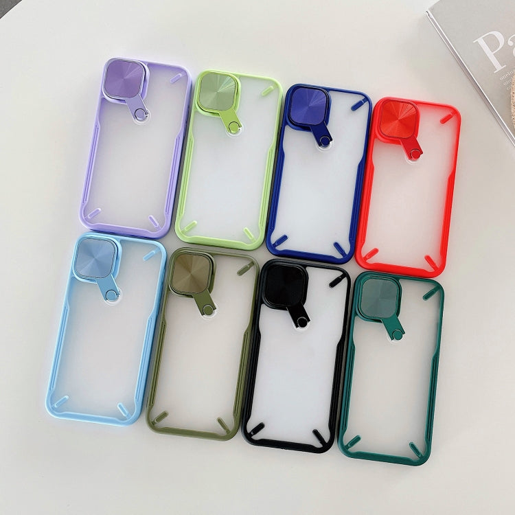 For iPhone 12 mini 360 Degree Rotation 2 in 1 PC + TPU Shockproof Case with Metal Mirror Lens Cover & Holder Functions