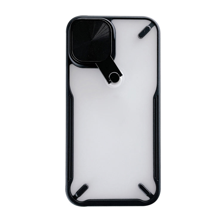For iPhone 12 Pro Max 360 Degree Rotation 2 in 1 PC + TPU Shockproof Case with Metal Mirror Lens Cover & Holder Functions