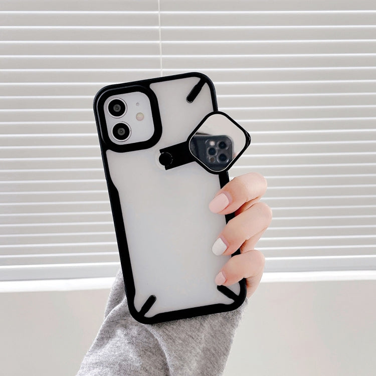 For iPhone 12 Pro Max 360 Degree Rotation 2 in 1 PC + TPU Shockproof Case with Metal Mirror Lens Cover & Holder Functions