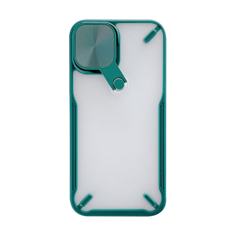 For iPhone 12 Pro Max 360 Degree Rotation 2 in 1 PC + TPU Shockproof Case with Metal Mirror Lens Cover & Holder Functions