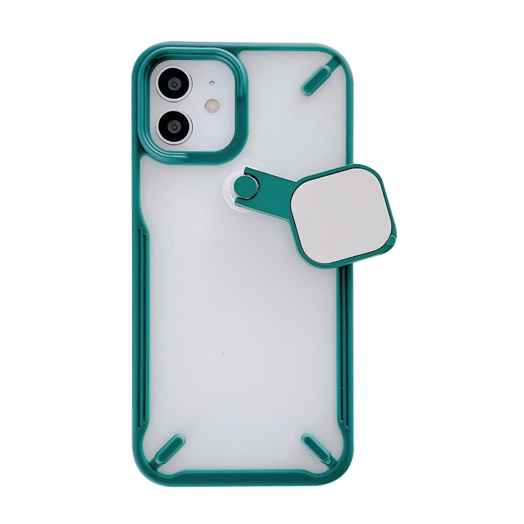 For iPhone 11 Pro 360 Degree Rotation 2 in 1 PC + TPU Shockproof Case with Metal Mirror Lens Cover & Holder Functions