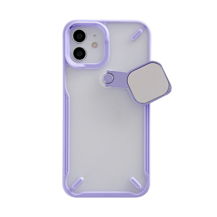 For iPhone 11 Pro Max 360 Degree Rotation 2 in 1 PC + TPU Shockproof Case with Metal Mirror Lens Cover & Holder Functions