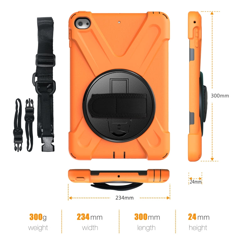 Shockproof Colorful Silicone + PC Protective Case with Holder & Shoulder Strap & Hand Strap For iPad Mini 4 / Mini (2019)