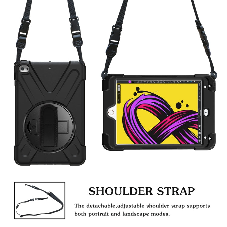 Shockproof Colorful Silicone + PC Protective Case with Holder & Shoulder Strap & Hand Strap For iPad Mini 4 / Mini (2019)