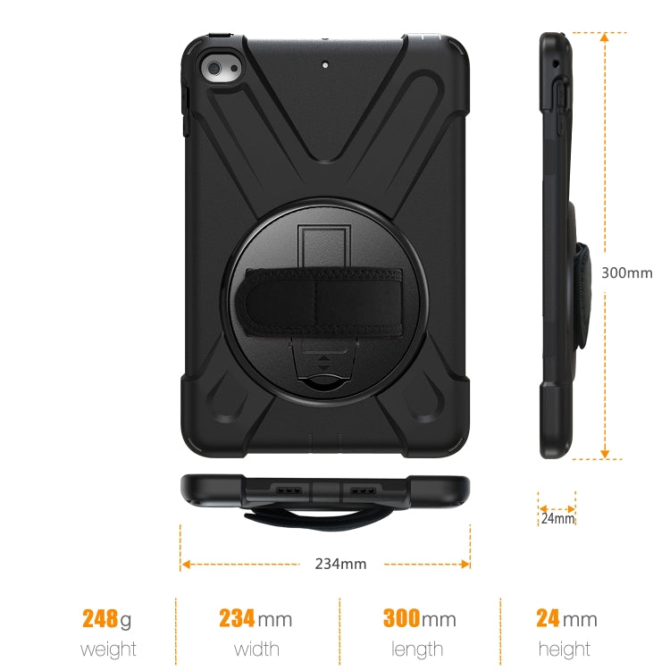 Shockproof Colorful Silicone + PC Protective Case with Holder & Shoulder Strap & Hand Strap For iPad Mini 4 / Mini (2019)