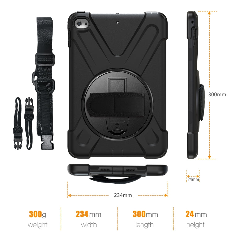 Shockproof Colorful Silicone + PC Protective Case with Holder & Shoulder Strap & Hand Strap For iPad Mini 4 / Mini (2019)