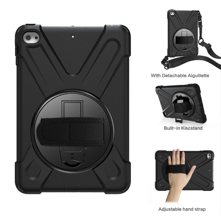 Shockproof Colorful Silicone + PC Protective Case with Holder & Shoulder Strap & Hand Strap For iPad Mini 4 / Mini (2019)