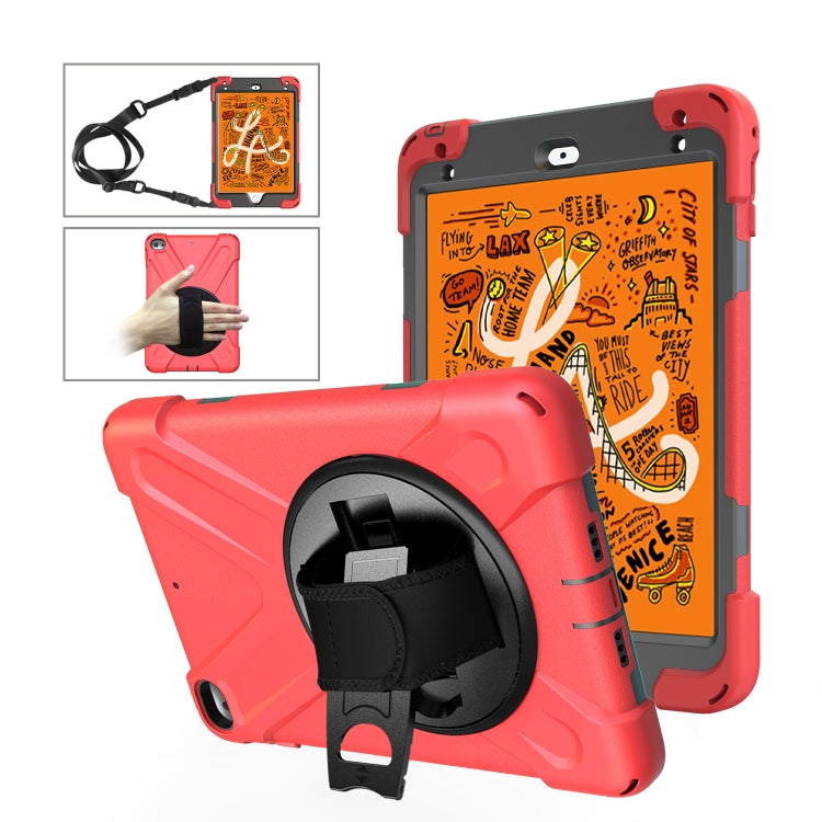 Shockproof Colorful Silicone + PC Protective Case with Holder & Shoulder Strap & Hand Strap For iPad Mini 4 / Mini (2019)