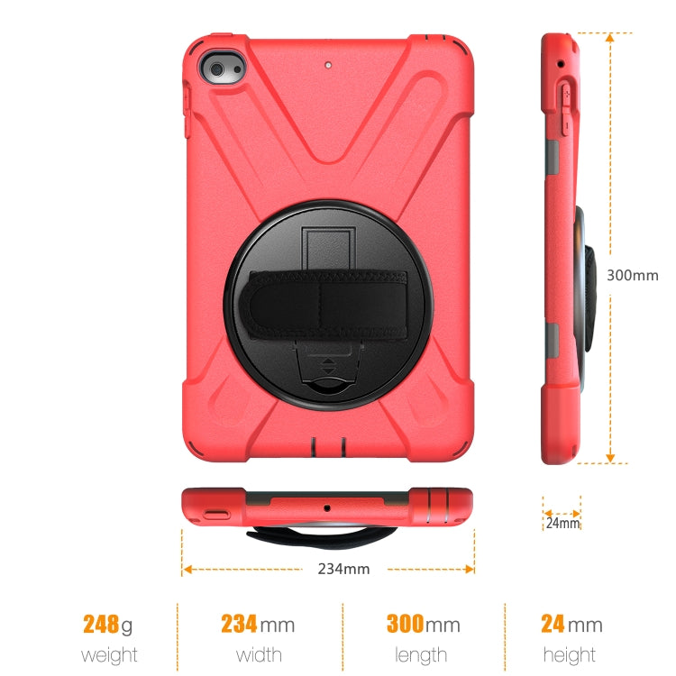 Shockproof Colorful Silicone + PC Protective Case with Holder & Shoulder Strap & Hand Strap For iPad Mini 4 / Mini (2019)