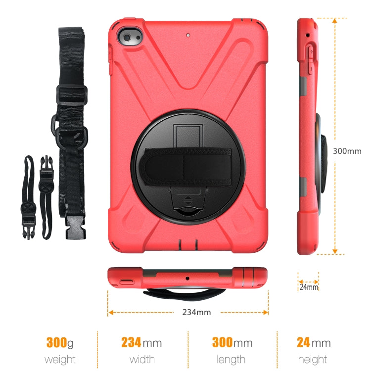 Shockproof Colorful Silicone + PC Protective Case with Holder & Shoulder Strap & Hand Strap For iPad Mini 4 / Mini (2019)